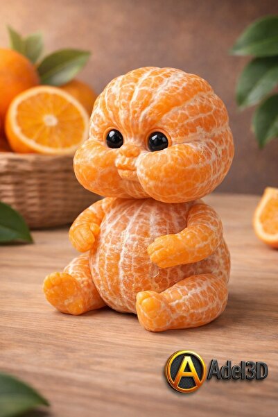 Adel3D Sevimli Portakal Bebek | 3D Baskı Dekoratif Figür