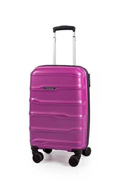 POLO&SKY Azra Model Mor PP Polipropilen Kırılmaz Kabin Boy Valiz Bavul