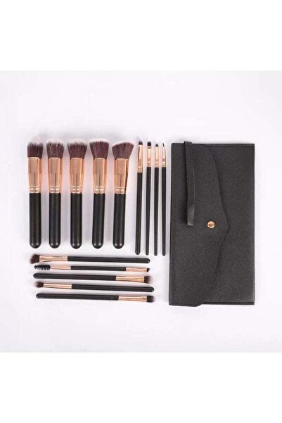 Generic 14-Piece Makeup Multi Use Brush Set Rose Gold/Black