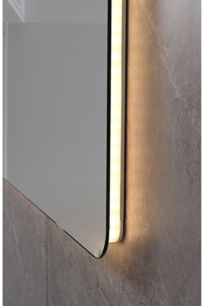 Fresh Colour Oglinda baie cu led si dezaburire dreptunghiulara, FAUS, 90X70 cm, buton touch, fara rama