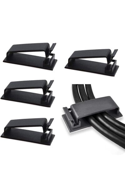JZS Self Adhesive Cable Clips Wire Organizer for Desk TV Home Office Black 40PCS