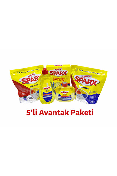 ASPEROX أقراص غسالة الصحون 30×2+400 مل مزيل البقع+250 مل منظف+1500 جرام ملح