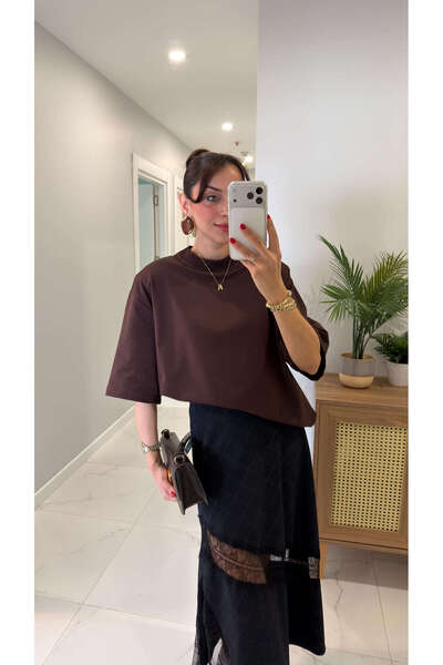 BİRCANÇİL Rotka Kahve Premium Shoulder Pad T-Shirt