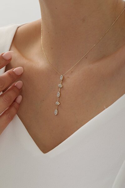 YAVUZ KUYUMCULUK 14 Ayar Altın Taşlı Sarkıt Kolye