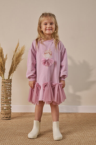 Minipodyum Rochie pentru fete cu detaliu din tul imprimat