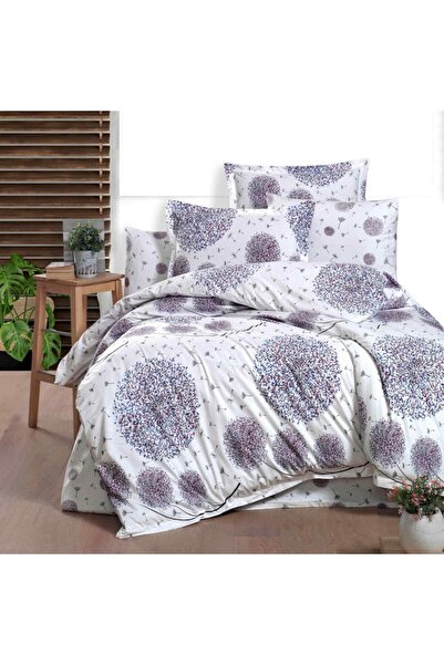 Pucioasa Set cearceafuri 4 piese 240x270 cm din bumbac 100% satinat, Papadie mov