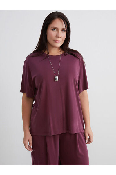 LC Waikiki Özmarka Нова колекция Дамска тениска с голям размер от модална смес