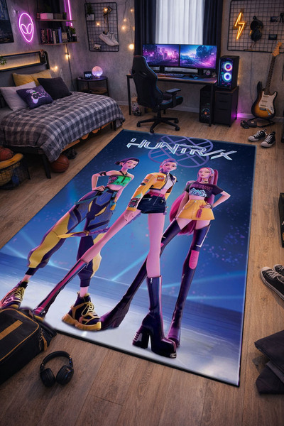 RUGRUMBA Kaymaz Taban K-Pop Demon Hunters Temalı Makinede Yıkanabilir Gamer G...