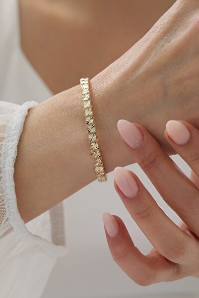 YAVUZ KUYUMCULUK 14 Ayar Altın Kristal Desen Kelepçe