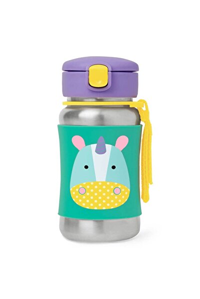 Skip Hop Zoo Stainless Steel Straw Bottle - Unicorn - 350ml