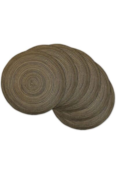 JZS Round Braided Placemats Washable Table Mats for Home Wedding 36cm Brown 6PCS