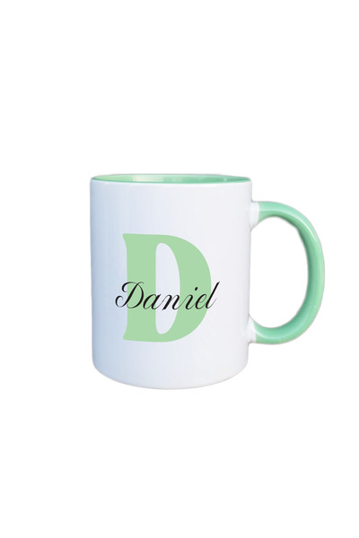 AFFIX THE DIFFERENT PERSPECTIVE Personalized mug, white with green interior a...