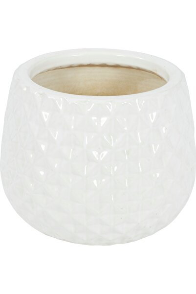 Carrefour Ghiveci Carrefour, ceramica, 20x16 cm, Alb