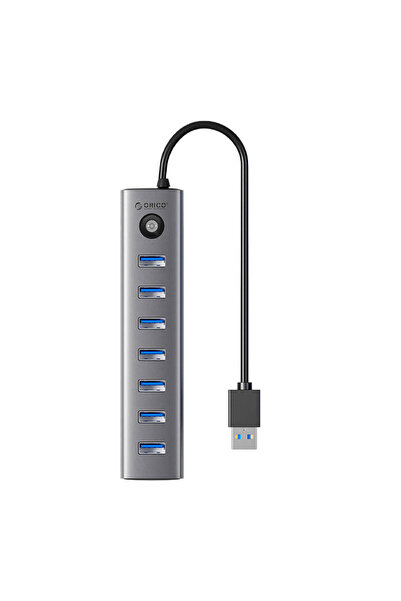 Orico 7-in-1 USB-C Hub, 7x USB 3.0 Ports, Aluminum, Grey – Universal Compatib...