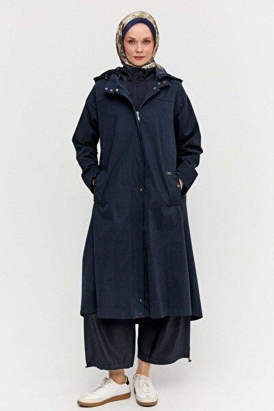 Setrms Fermuarlı Kapüşonlu Uzun Kap