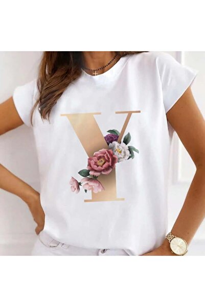 Kartier Tricou alb pentru femei cu litera Y a alfabetului