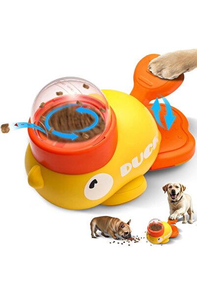 DUCK İnteraktif Kedi & Köpek Mama Oyuncağı – Ördek Şeklinde Pedallı Ödül Mama...