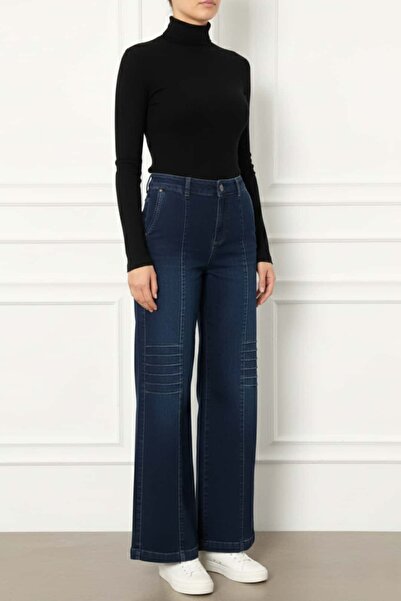 Yağmur Butik Τζιν παντελόνι Palazzo με πλαϊνές τσέπες, λεπτομέρειες ραφής στο...