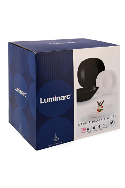 Luminarc Carine dinner service set, 19 pieces, White/Black