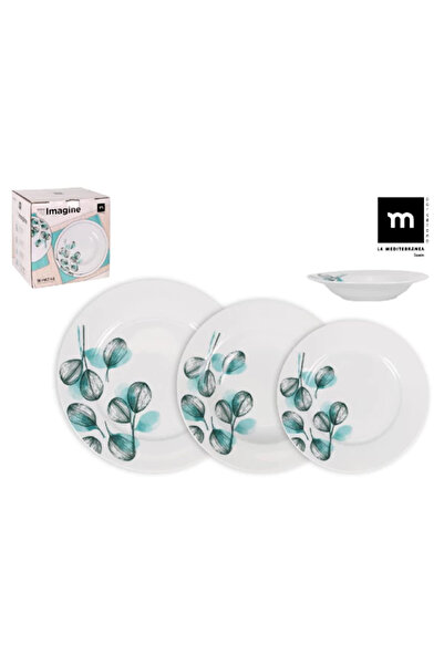 La Mediterranea Image 18-piece dinnerware set, decorated porcelain, round, Wh...