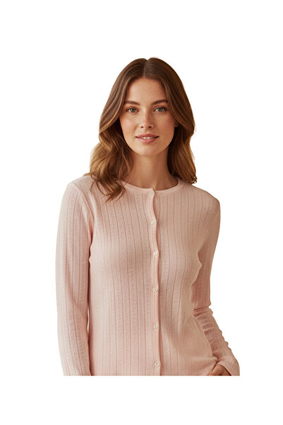 Merlot 100% Cotton Pointelle Buttoned Pajama Top