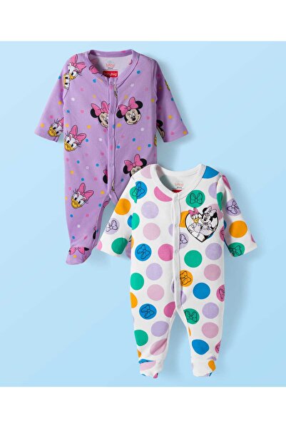 Babyhug Disney Footed Sleep Suit with Minnie and Friends Graphics (Pack of 2)...