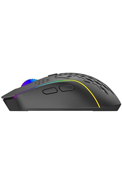 Proove Mouse de gaming wireless 2.4GHz, 6 butoane, 800–4800 DPI, iluminare LED, USB-C, 1.5m, negru