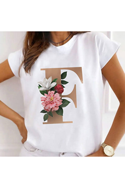 Kartier Tricou alb pentru femei cu litera F a alfabetului