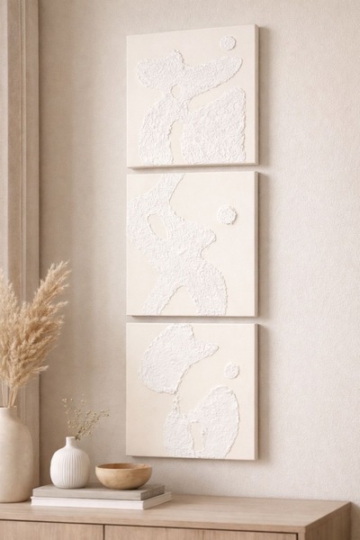 diğer01 11 Dokulu Alçı Tablo 3 Boyutlu Minimalist Tablo El Yapımı Tablo