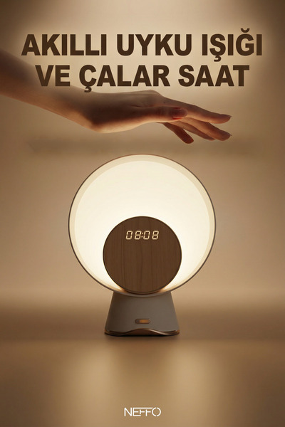 NEFFO Ay Işığı Gece Lambası Kablosuz Şarj Ses Akıllı Ev Çalar Saat Bluetooth ...