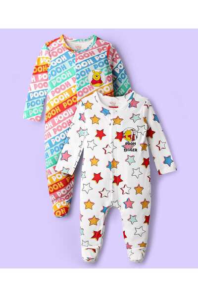 Babyhug Disney أطقم نوم قطنية محبوكة بأكمام طويلة وجوارب طويلة بتصميم ويني ذا...