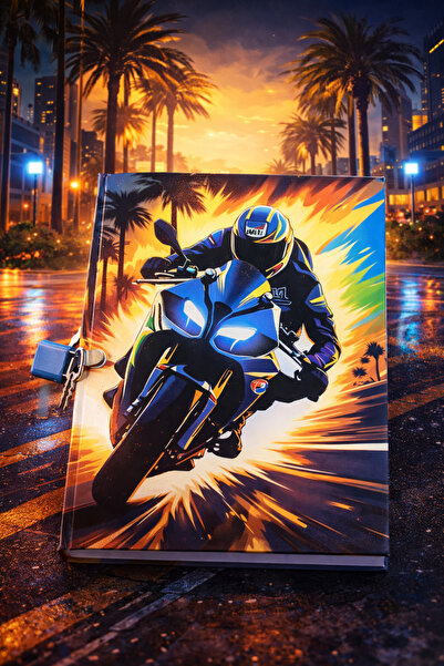 Angelphoto دفتر يوميات موتوبيك مع قفل، دفتر مذكرات، دفتر يوميات، أجندة