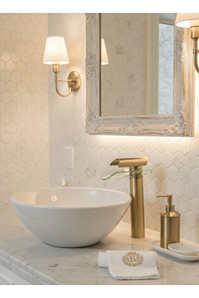 EMFA AKSESUAR Antik Cam Şelale Çanak Lavabo Bataryası - Şelale Akış Antik Lav...