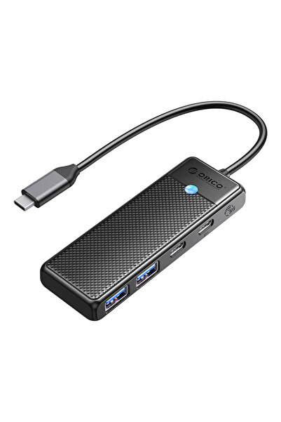 Orico 4-in-1 USB-C Hub Adapter: 2x USB 3.0, 1x USB-C, 1x USB-C PD 100W - Black