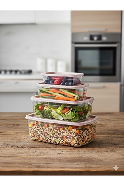 Tasarım Evi Pure Set of 4 Rectangular Storage Containers (250,500,750,1250ml)