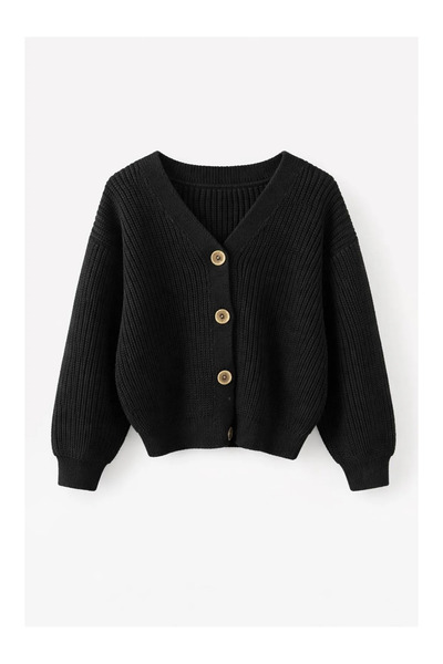 kidstalya Black Knitwear Unisex Children's Cardigan