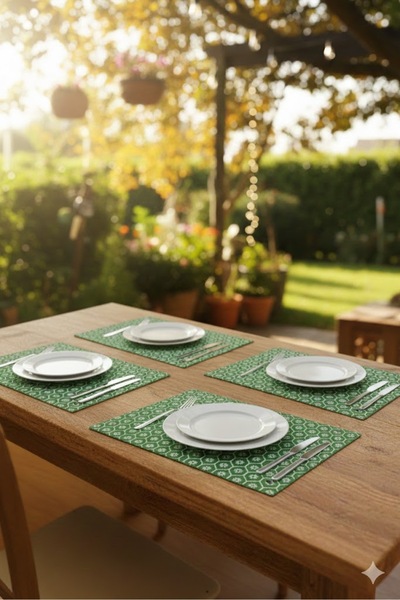 Rona Home Set de 6 șervețele de masă din țesătură rezistentă la pete, cu mode...