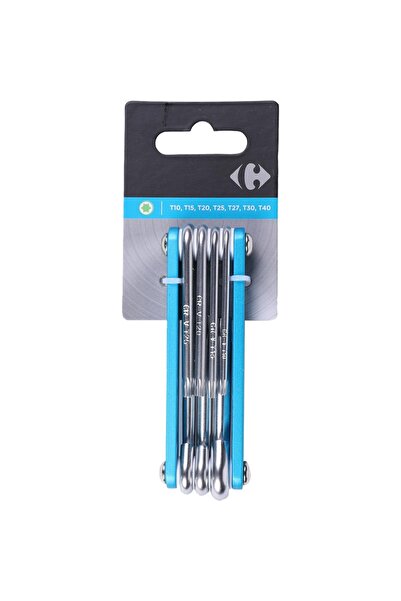 Carrefour Set 7 chei torx Carrefour, T10-T15-T20-T25-T27-T30-T40, Cr-V, Multi...