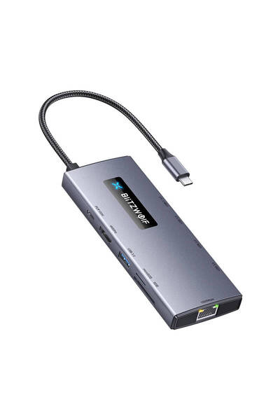 BlitzWolf BW-NEW-TH8 10-in-1 Aluminum Hub: HDMI, USB-C, SD Card Slot, 100W PD...