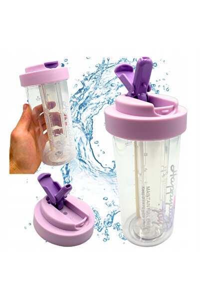 Other Sticlă de apă cu pai, durabilă, cu filtru gradat, 600 ml