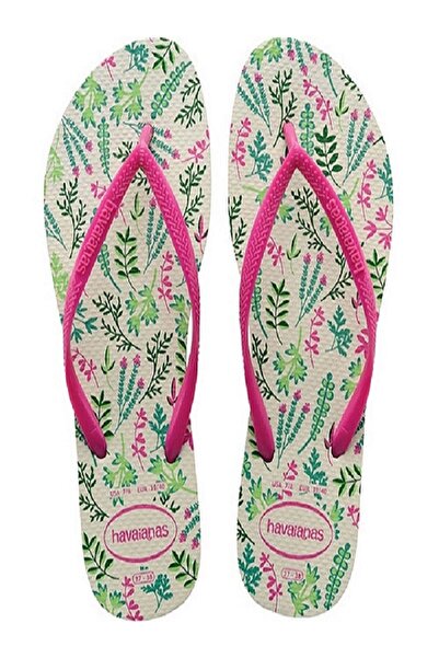 Havaianas Slim Romance Pearl Pink Slippers, White with Printed , size 41, sol...