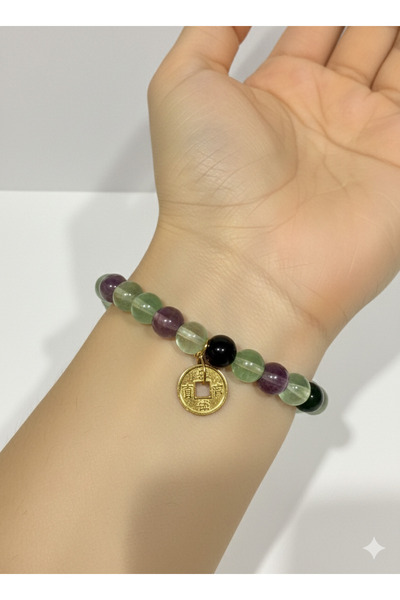 gemsartdeco Fluorite Natural Stone Fengshui Money Charm Bracelet