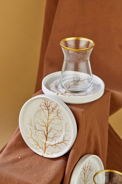 ers erbaşlar Linden Gold Decorated 12-Piece Tea Glass Set for 6 People