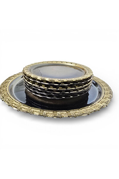 Sudedi Home Gold Detaylı Desenli 7 Parça Pasta Tabağı Seti