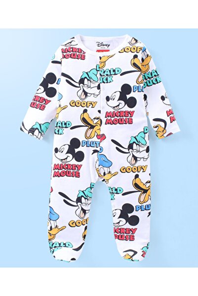 Babyhug Disney Interlock Knit Full Sleeves Sleep Suit Mickey Mouse and Friend...