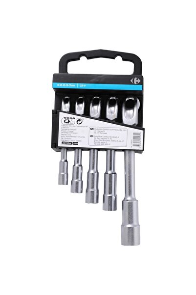 Carrefour Set of 5 Carrefour socket wrenches, 8-10-12-13-17 mm, Cr-V, Silver