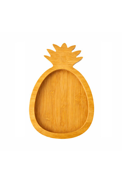 wei inox Divided plate, pineapple pattern, bamboo, 34x14 cm