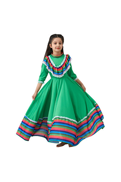 chuyaqisi Mexican Dress for Girls Kids Princess Dress Halloween Carnival Birt...