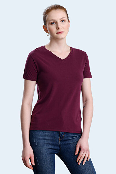 Slazenger Pericas Women's V-Neck Plum T-Shirt