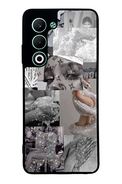 Spoyi Oppo A5 5G Silver Sticker Tasarımlı Glossy Telefon Kılıfı